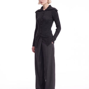 Cardigan a coste con colletto ampio
colore grigio asfalto